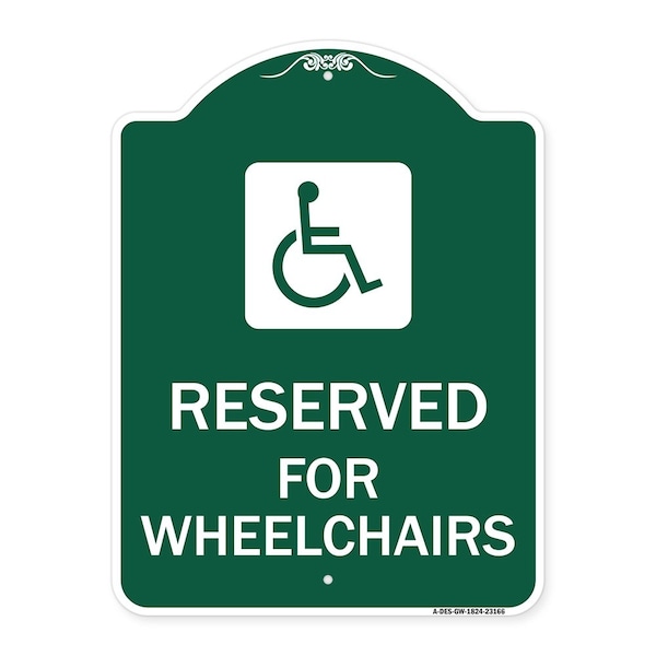 Signmission Reserved for Wheelchairs W/ Graphic, Green & White Aluminum Sign, 18" x 24", GW-1824-23166 A-DES-GW-1824-23166 - main
